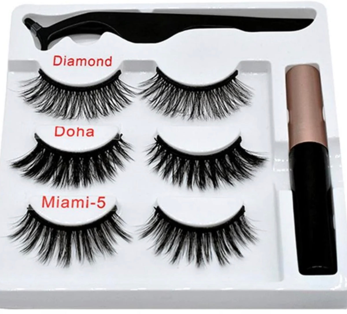 Mixed Designs Faux Mink Magnetic Eyelashes Kit Set (3 Pairs)