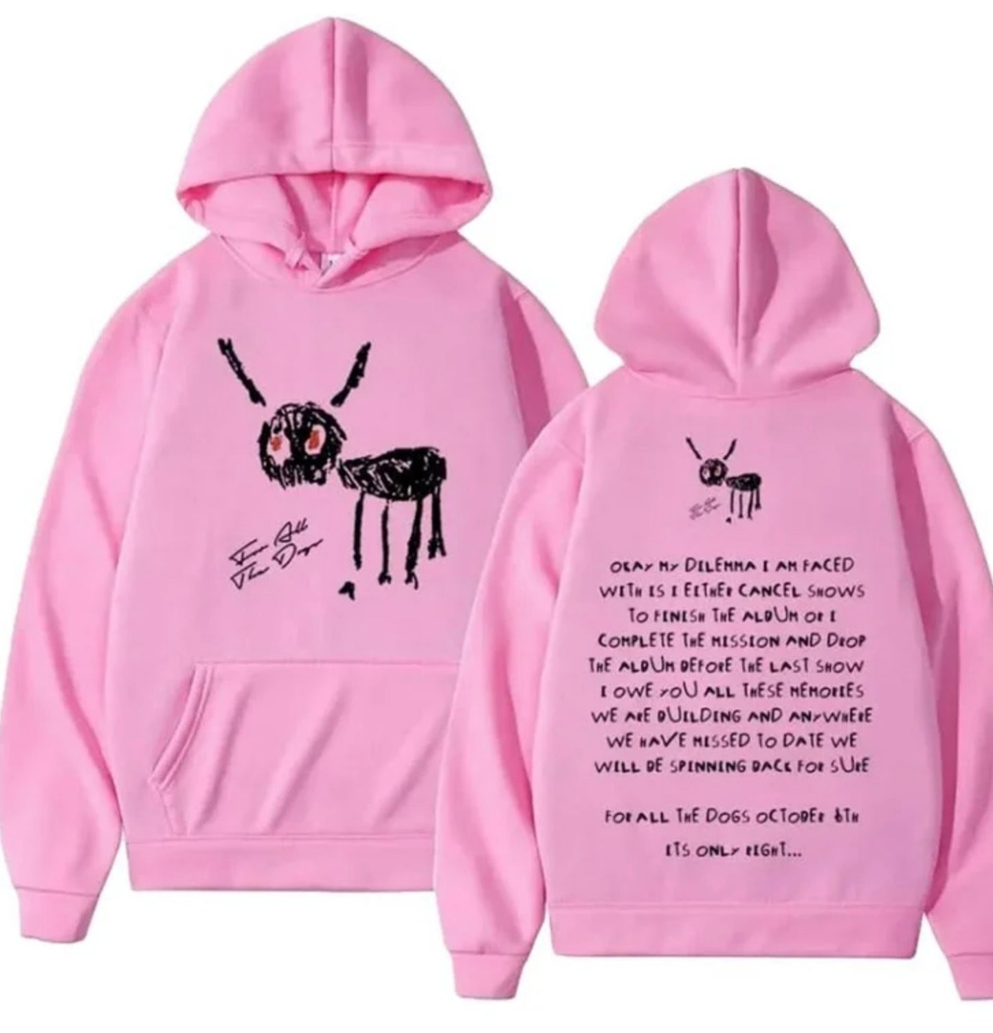 Rapper Drakee for All The Dogs Letter Hoodie Men's Hip Hop Hoodie Printing Merch Pullover