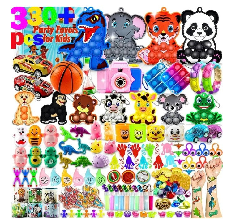 330 Pcs Party Favors, Prize Box Toys for Kids Classroom, Goodie Bag Stuffers, Fidget Toys Bulk, Treasure Chest for Students Rewards, Carnival Prizes, Pinata Filler for Birthday Gifts