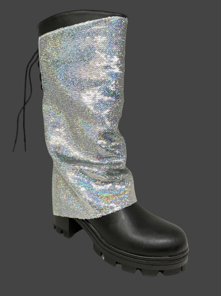 BLOOMFIELD CHAINMAIL ANKLE BOOTS - SILVER