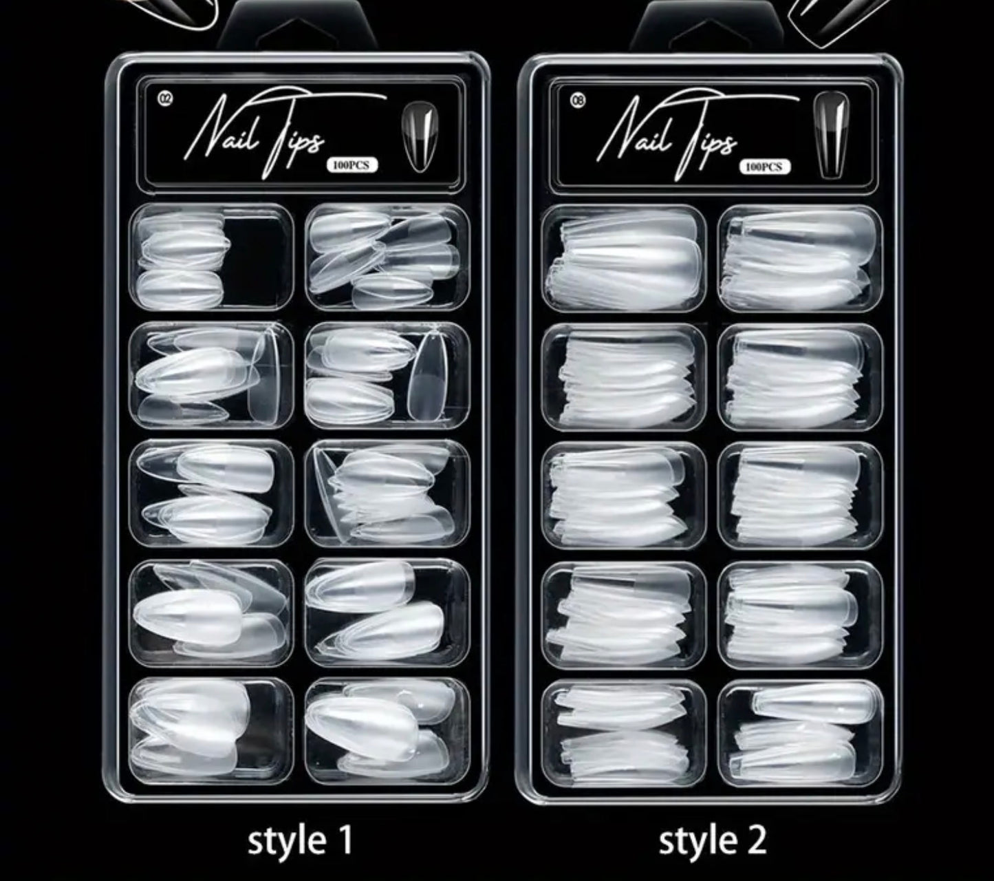 100pcs/set Transparent False Fake Nail Tips DIY UV Gel Nails Art Extension 🎀