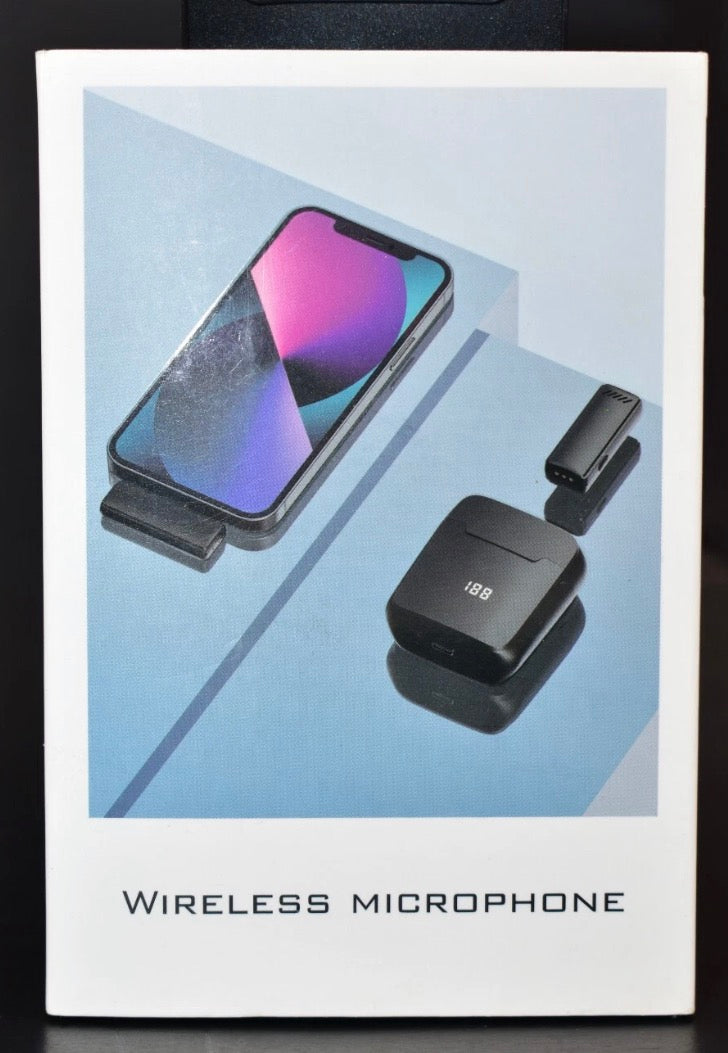 WIRELESS LAVALIER 2-PACK MICROPHONE FOR IPHONE WITH CHARGING CASE  NEW