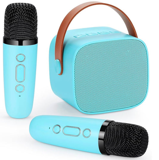 Karaoke Machine with 2 Wireless Microphones, Portable Bluetooth Karaoke Machine for Kids and Adults, Portable Karaoke Machine for Kids and Beginners (Blue)
