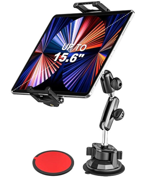 Car Tablet Mount Dashboard, [UP to 15.6"] Ultra-Stable Suction Cup Tablet Holder for Truck, Heavy Duty Vehicle Windshield Cradle for iPad Pro 12.9 Air Mini, Galaxy tab, iPhone, 6.1-15.6" Device
