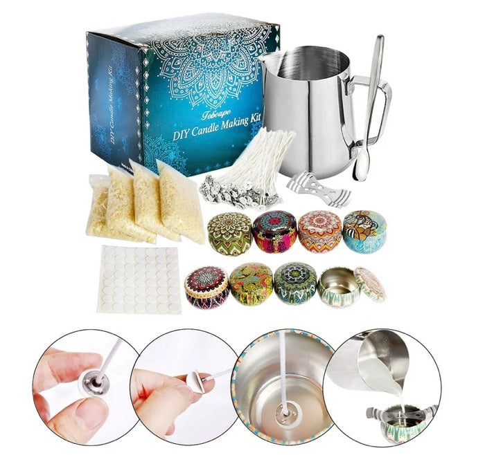 Box Candle Candle Kit Wax Wick Jar Including Beeswax Home DIY,Tools,Organization And Storage