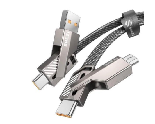 One is Enough 4-in-1 USB C to Micro Cable High-Speed Charging & Fast Data Transfer CarPlay & Android Auto Support Multi Charger Cord Combo Micro/Type C/USB A