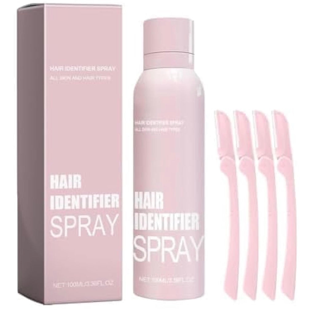 Hair Identifier Spray for Face Shaving, Face Shaving Powder Spray for Women,Moisturizing and Skin Care Dermaplaner Spray, Skin Dermaplaning Spray for Face (1PCS spray + 4PCS razor)