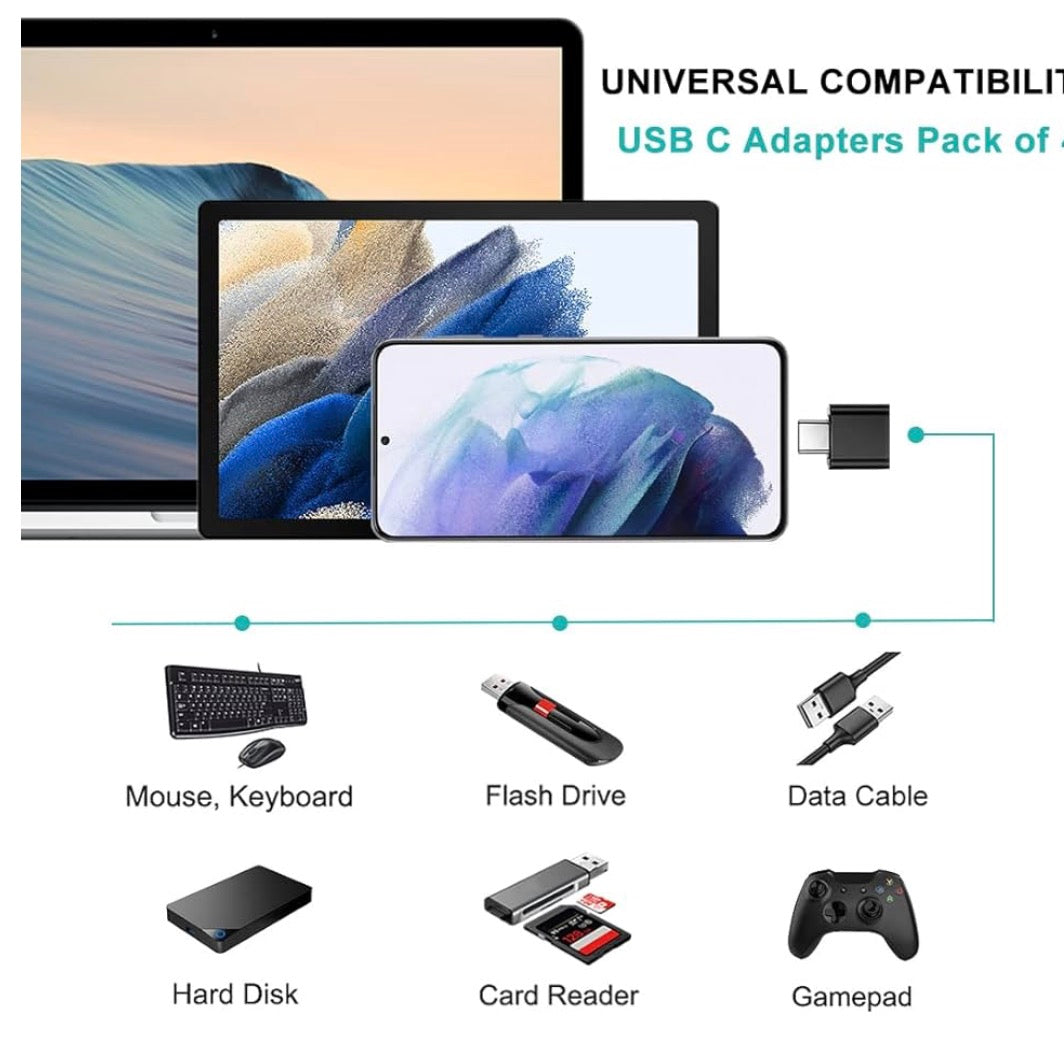 USB C to USB Adapter 3Pack, USB Female to Type C Male OTG Adaptor, USB C Adapter Compatible with MacBook Pro, Samsung Galaxy, Phones, Laptops, Tablets and More