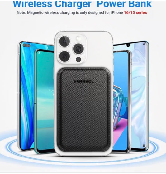 Magnetic Wireless Power Bank, 10000mAh & Dual Ports, Portable Charger
