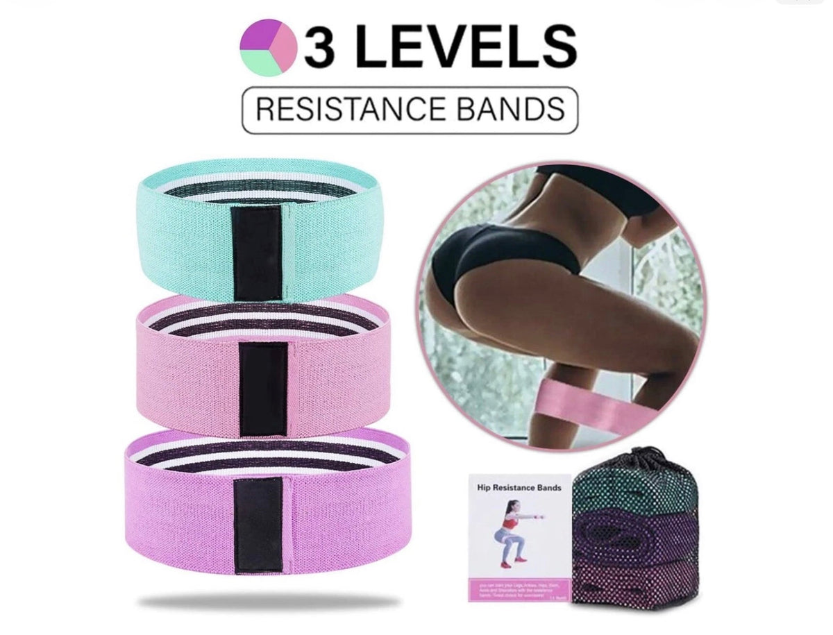EZTecho Set of 3 Resistance Bands for Legs and Butt, Pink, Teal, Purple