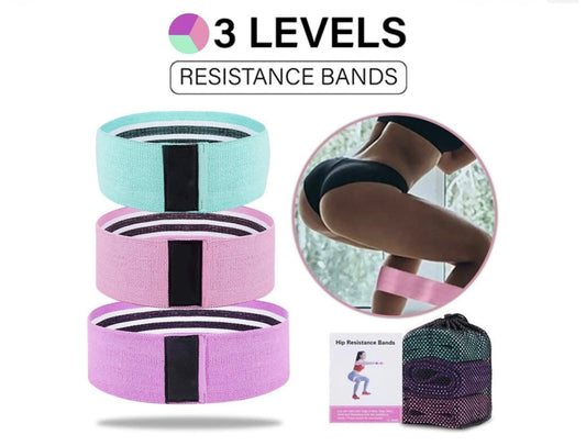 EZTecho Set of 3 Resistance Bands for Legs and Butt, Pink, Teal, Purple