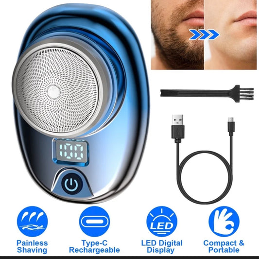 Teqhome Type-C Rechargeable Electric Razor for Men Portable Electric Shaver Mini Men's Beard Trimmer for Home Office Travel Ideal Gift for Him Blue