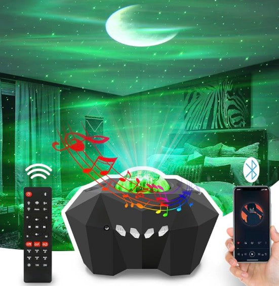 Cupohus Aurora Moon Star Projector Night Light with Bluetooth Music Speaker, Galaxy Starry Sky LED Timing Starlight Projector for Bedroom, Kids Room Decor with Remote Control