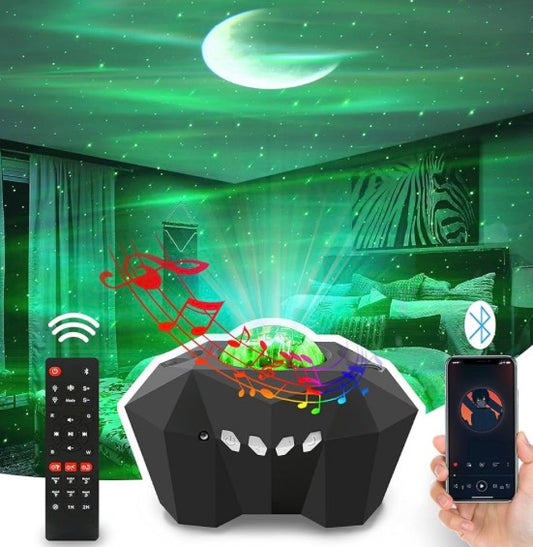 Cupohus Aurora Moon Star Projector Night Light with Bluetooth Music Speaker, Galaxy Starry Sky LED Timing Starlight Projector for Bedroom, Kids Room Decor with Remote Control