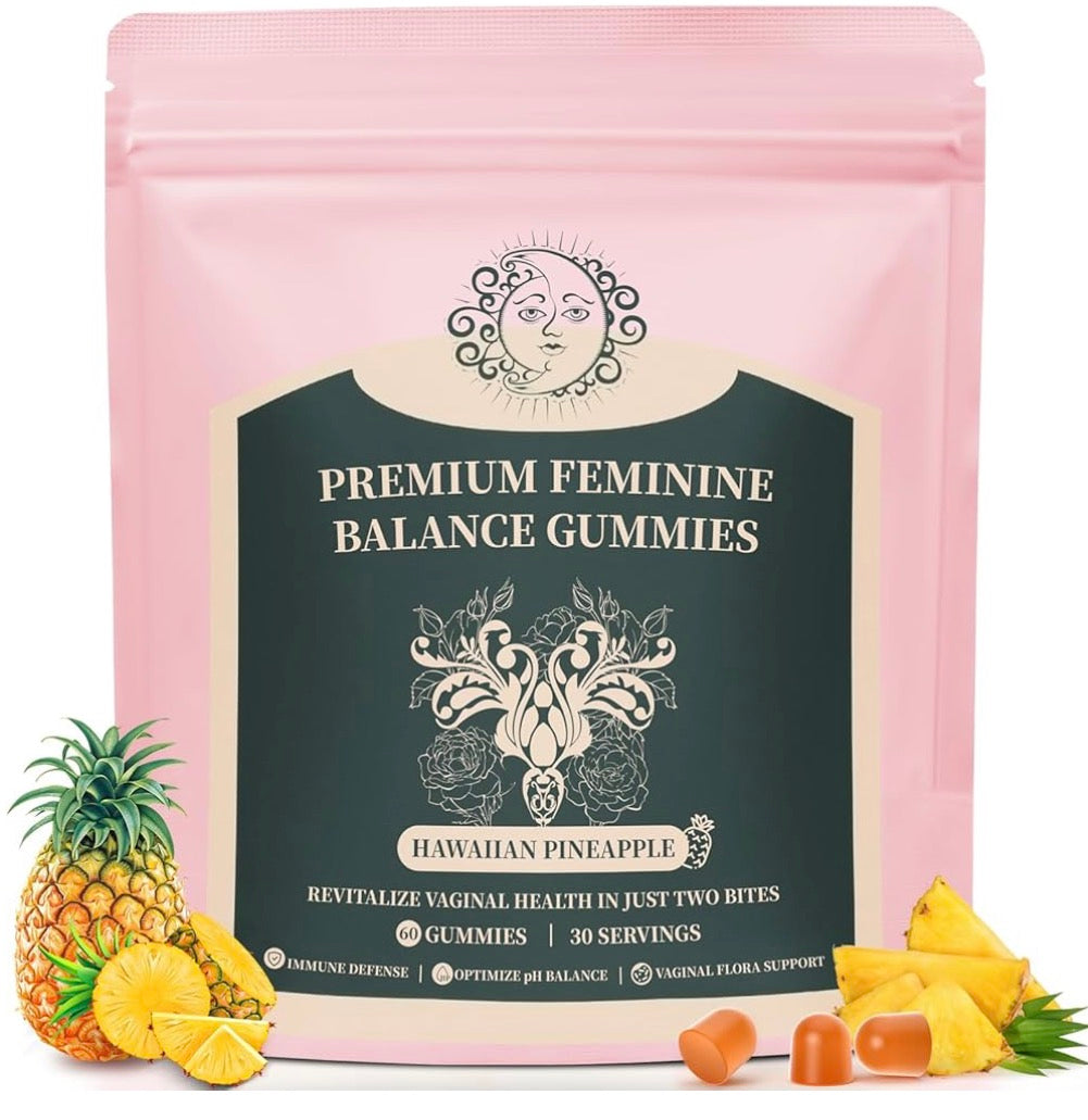 Feminine Balance Gummies for Women - Premium Balance Supplement for Women PH Health, Gut Healthy, Immune Support, Hawaiian Pineapple Flavor, 60 Gummies