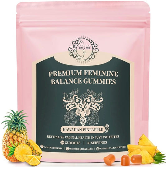 Feminine Balance Gummies for Women - Premium Balance Supplement for Women PH Health, Gut Healthy, Immune Support, Hawaiian Pineapple Flavor, 60 Gummies