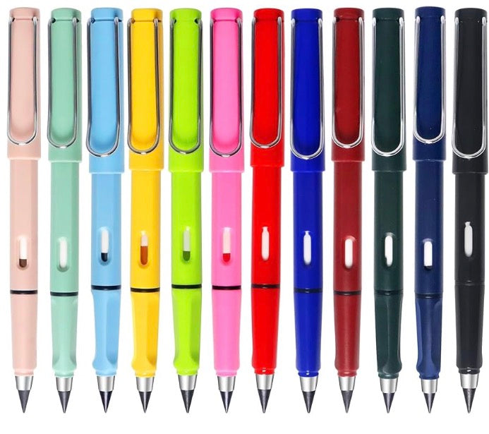 12Pack Forever Pencils for Kids Writing, Infinity Pencil Cute Inkless Everlasting Pencil with Eraser for Sketching (Black)