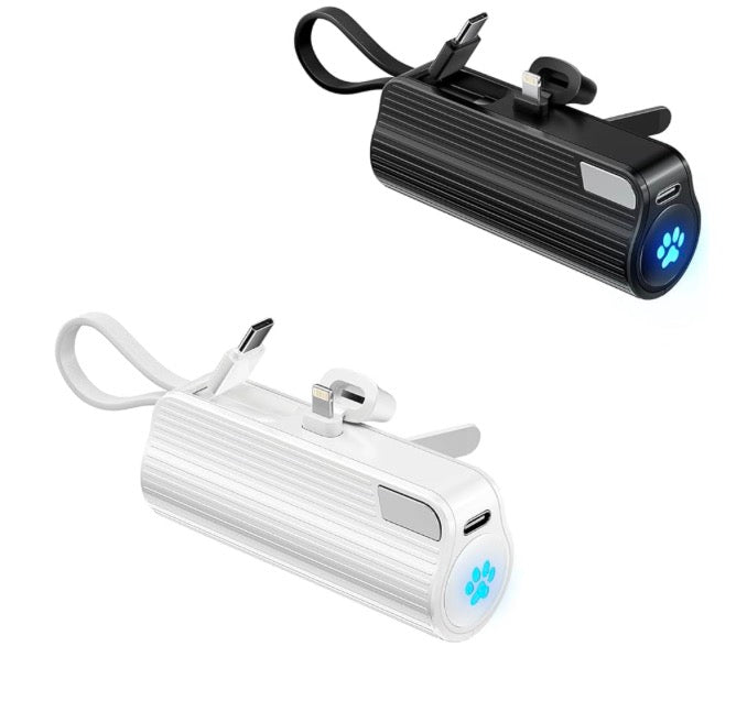 KANICHI Mobile Battery, 5,000 mAh, Set of 2, Compact, Lightweight, Charges 2 Mobile Banks Simultaneously, iPhone and Smartphone Charging, Built-in USB-C Connector, Compact, LED Light, PSE Certified,